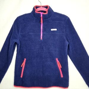 Vineyard Vines 3/4 zip Fleece Pullover. Blue With Red And Pink Trim. XXS